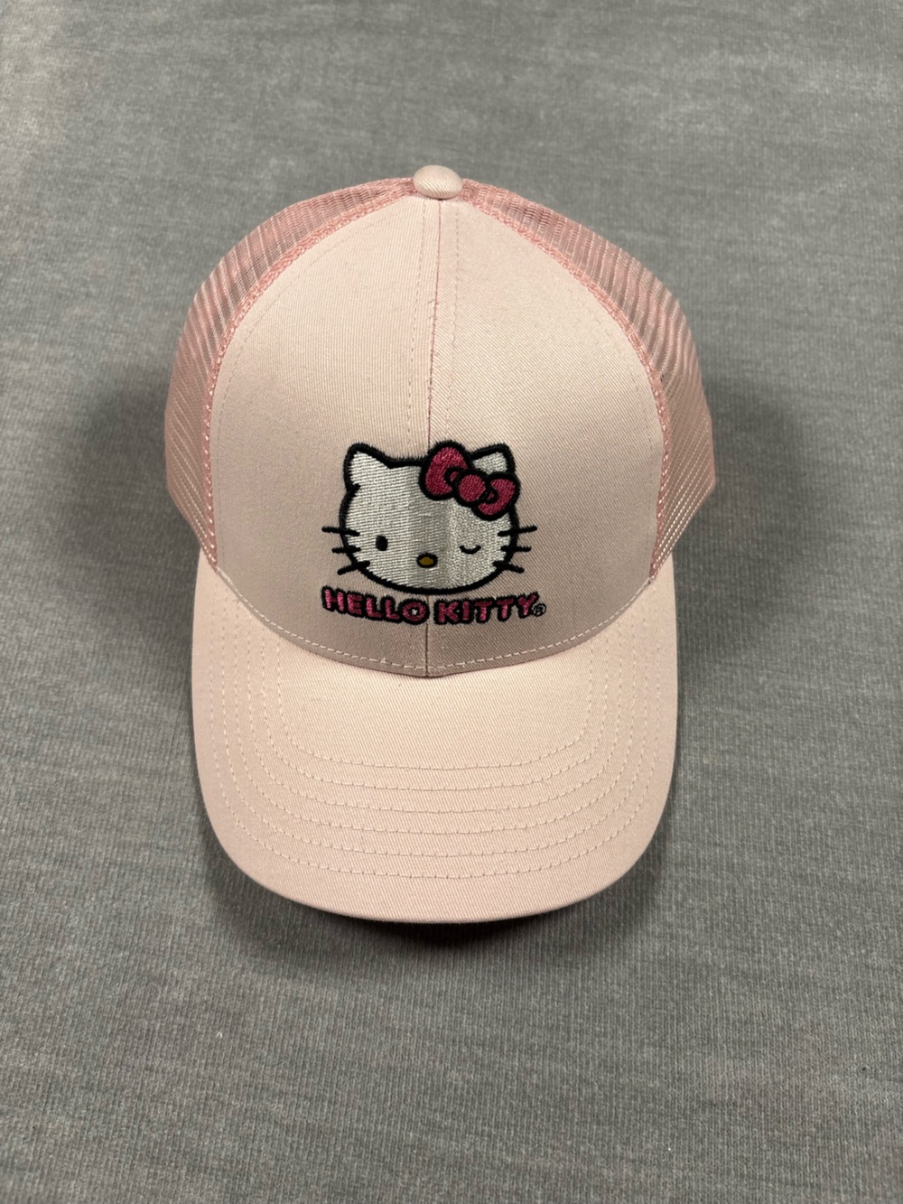 Hello Kitty Pink Mesh Trucker Cap with Embroidered Face